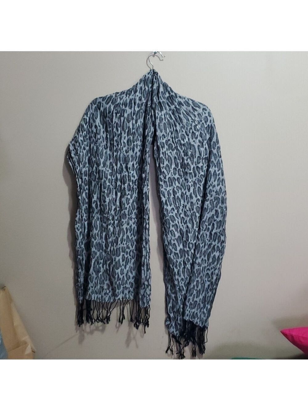 Grey and Black leopard print Scarf